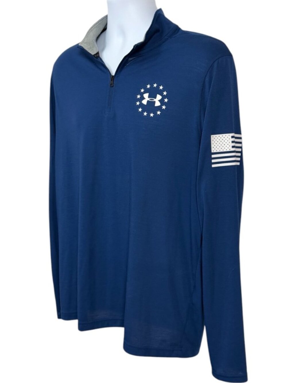 Under Armour Threadborne HeatGear Quarter Zip Pullove Men's Large Blue Loose Fit